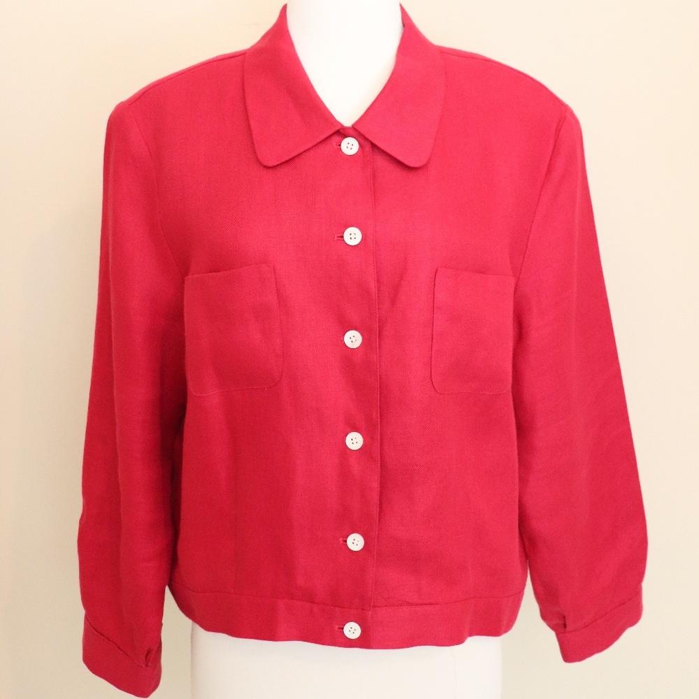 Talbots Linen Short L/S Jacket Raspberry Size 16